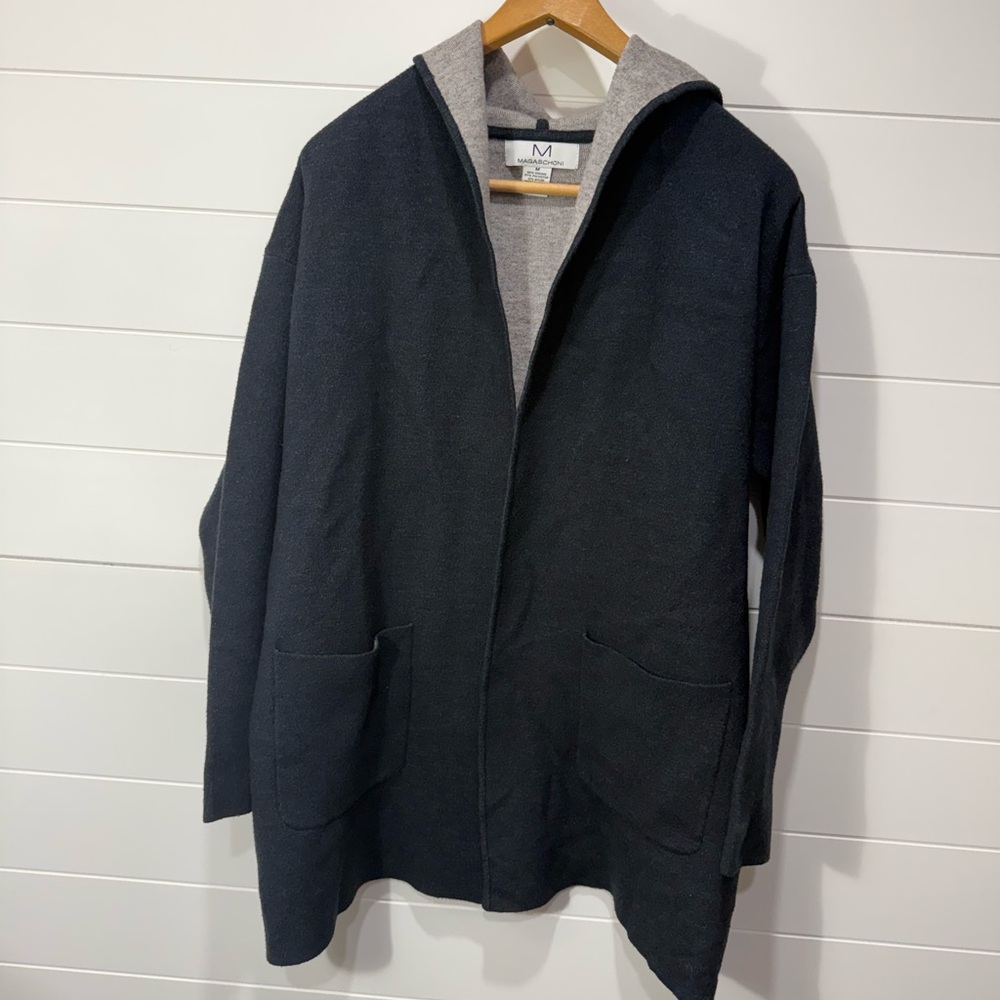 Magaschoni Black and Gray Hooded Jacket